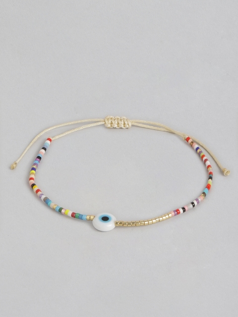 

Pipa Bella Women Multicoloured Beaded Evil Eye Rainbow Wraparound Bracelet, Multi