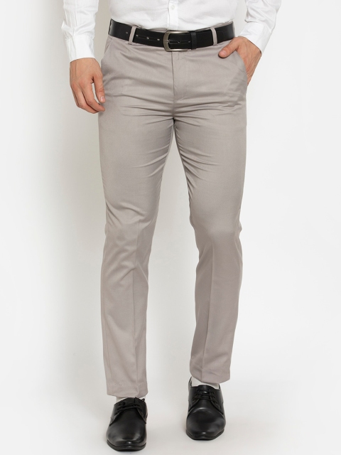 

American-Elm Men Cream-Coloured Smart Slim Fit Trousers