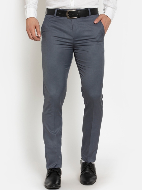 

American-Elm Men Grey Smart Slim Fit Trousers