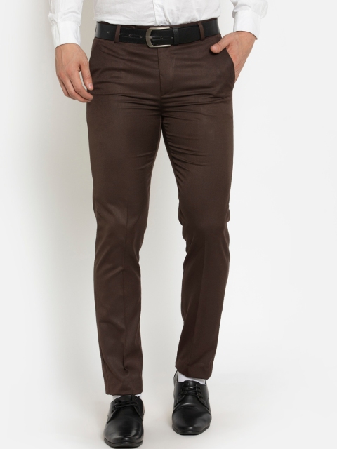 

American-Elm Men Brown Smart Slim Fit Trousers