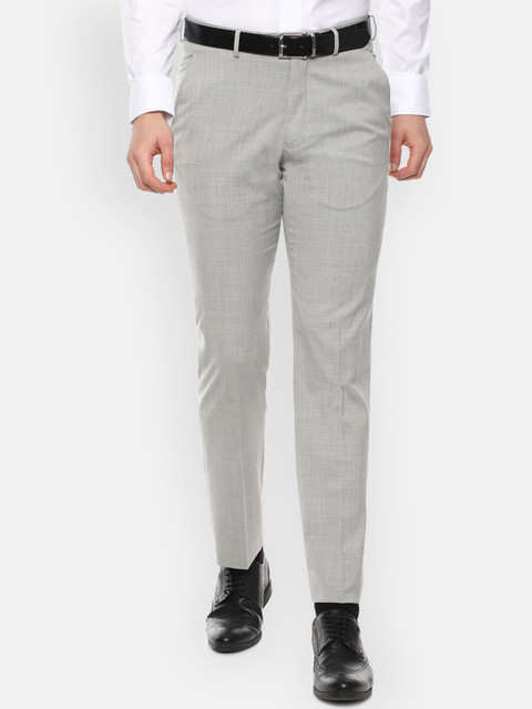 

Luxure by Louis Philippe Men Grey Textured Slim Fit Trousers