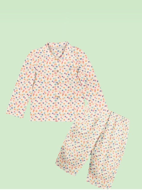 

THE BABY ATELIER Unisex Kids Blue & Orange Organic Cotton Printed Night suit