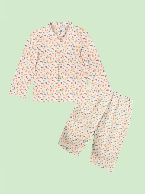 

THE BABY ATELIER Unisex Kids Pink & Blue Organic Cotton Printed Night suit