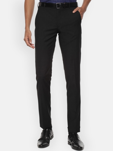 

Van Heusen Men Black Striped Slim Fit Trousers