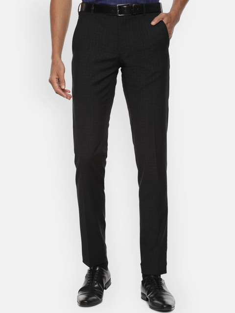 

Van Heusen Men Black Checked Slim Fit Formal Trousers