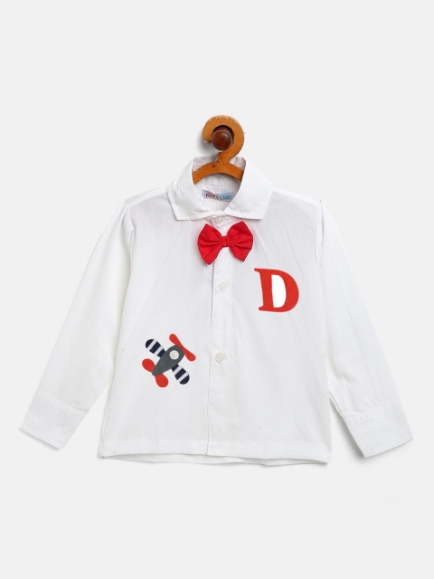 

Kids Clan Boys White Comfort Party Shirt with Bow