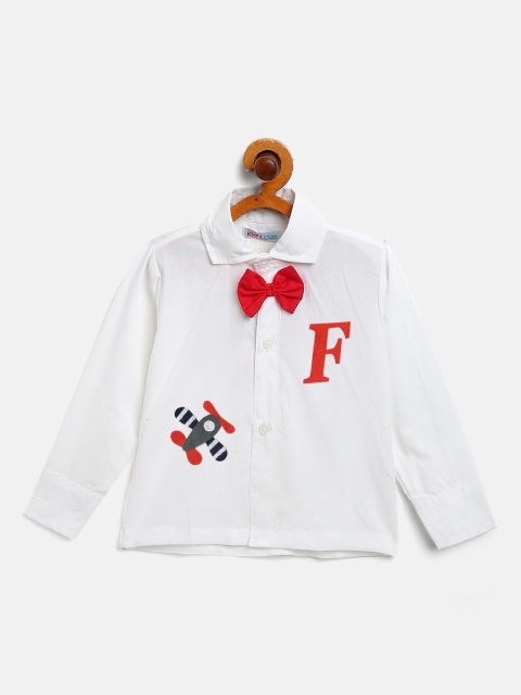 

Kids Clan Boys White Comfort Printed Cotton Party Shirt