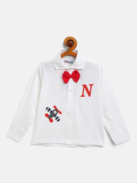 

Kids Clan Boys White & Red Printed Comfort Party Shirt