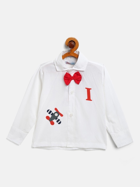 

Kids Clan Boys White Comfort Printed Party Shirt