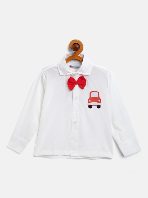 

Kids Clan Boys White Comfort Cotton Printed Party Shirt