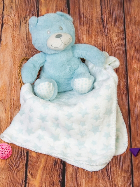 

Baby Moo Turquoise Blue & White Star Printed 210 GSM Soft Cozy Plush Toy Blanket
