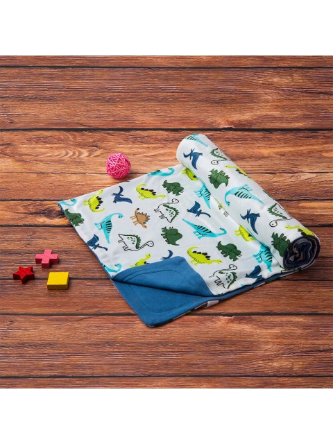 

Baby Moo Blue & Yellow Cartoon Characters Reversible AC Room 210 GSM Single Bed Blanket