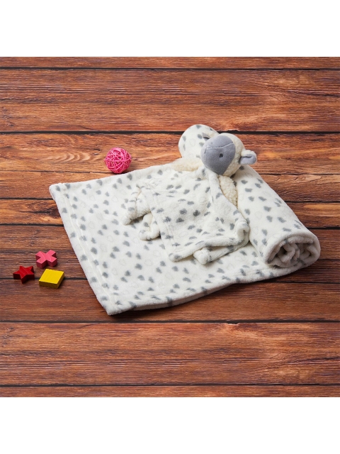 

Baby Moo Cream-Coloured & Grey AC Room 210 GSM Plush Toy Single Bed Blanket