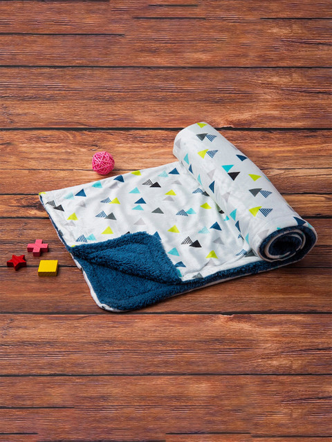 

Baby Moo Blue & White Geometric AC Room 210 GSM Single Bed Blanket