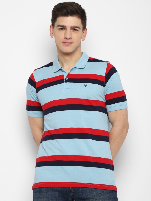 

Allen Solly Men Blue Striped Polo Collar T-shirt