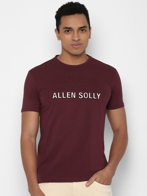 

Allen Solly Men Maroon & White Typography Printed Pure Cotton T-shirt