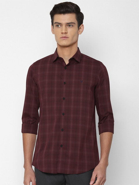 

Allen Solly Men Maroon Slim Fit Checked Casual Shirt