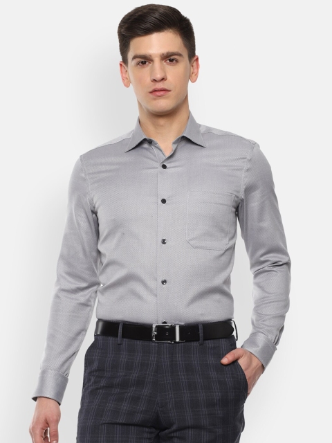 

Louis Philippe Permapress Men Grey Pure Cotton Formal Shirt