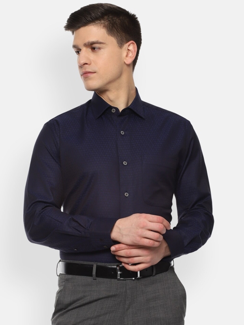 

Luxure by Louis Philippe Men Navy Blue Cotton Formal Shirt