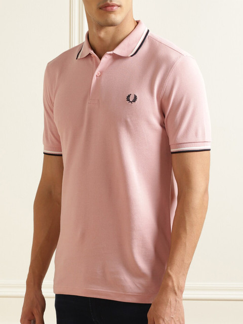 

Fred Perry Men Pink Polo Collar T-shirt