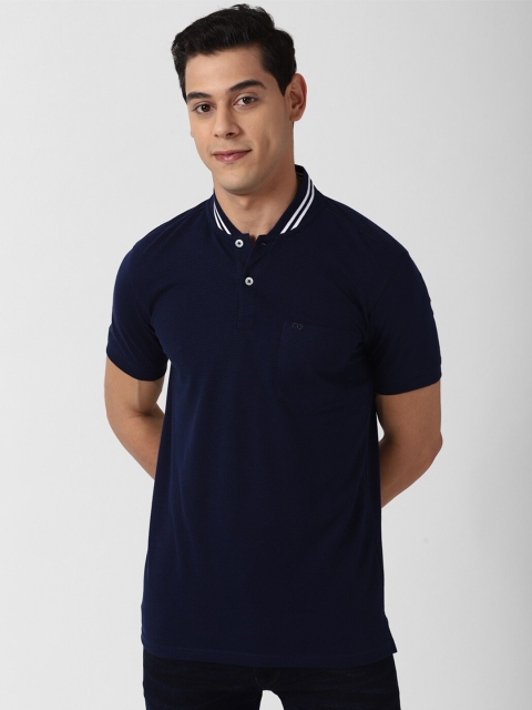 

Peter England Casuals Men Navy Blue Polo Collar Slim Fit T-shirt