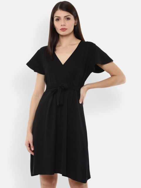 

Van Heusen Woman Black Solid Pure Cotton Fit & Flare Dress