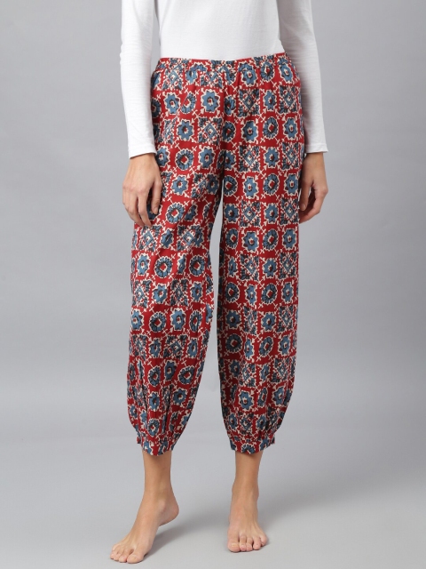 

pinwheel Woman Maroon Floral Printed Low-Rise Lounge Pant