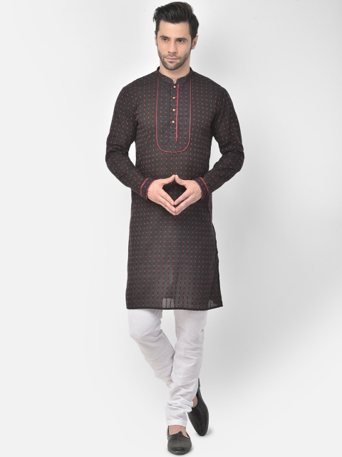 

DEYANN Men Black Ethnic Motifs Pure Cotton Kurta with Pyjamas