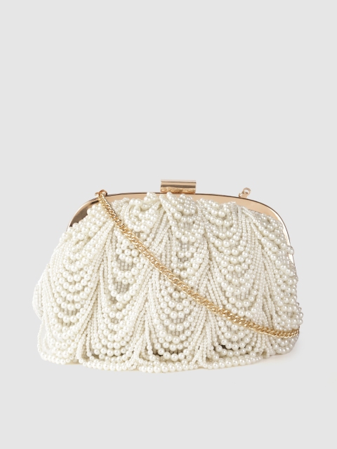 

Accessorize White Hand Beaded Embellished Structured Party Sling Bag