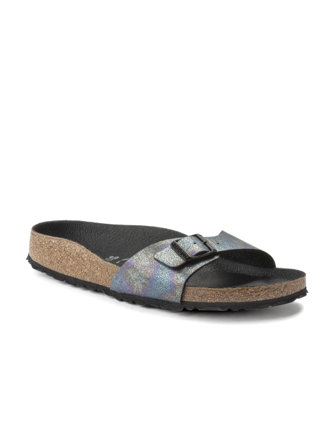 

Birkenstock Women Narrow Width Black Madrid Gizeh Vegan Open Toe Flats
