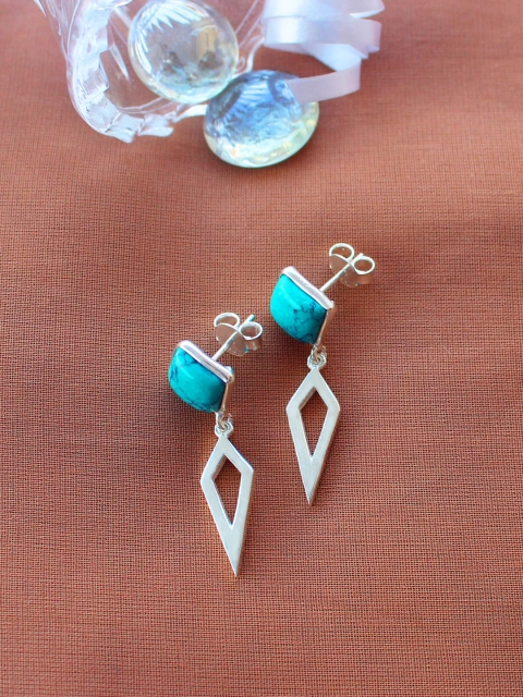 

ERILINE JEWELRY 925 Sterling Silver With Turquoise Drop Earrings