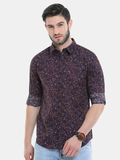 

VUDU Men Brown Comfort Floral Printed Casual Shirt