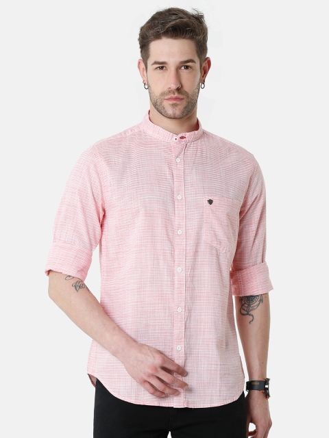 

VUDU Men Pink Comfort Horizontal Stripes Casual Shirt