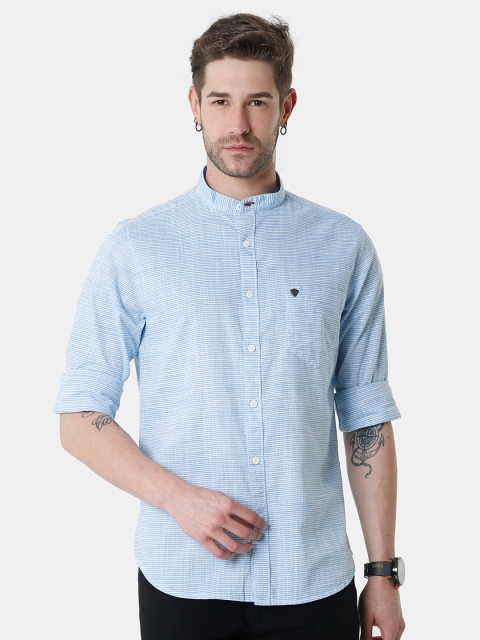 

VUDU Men Blue Comfort Horizontal Stripes Casual Shirt