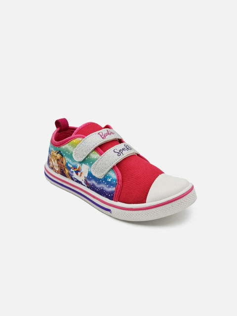 

Kids Ville Girls Pink Barbie Printed Slip-On Sneakers