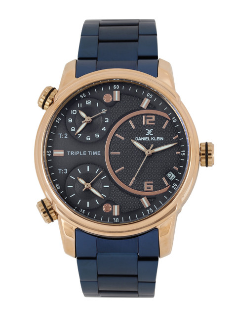 

Daniel Klein Exclusive Men Navy Triple Time Zone Analogue Watch DK11060, Navy blue