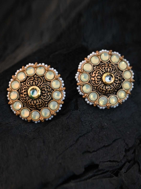 

justpeachy Gold-Toned & Plated Studded Circular Studs Earrings