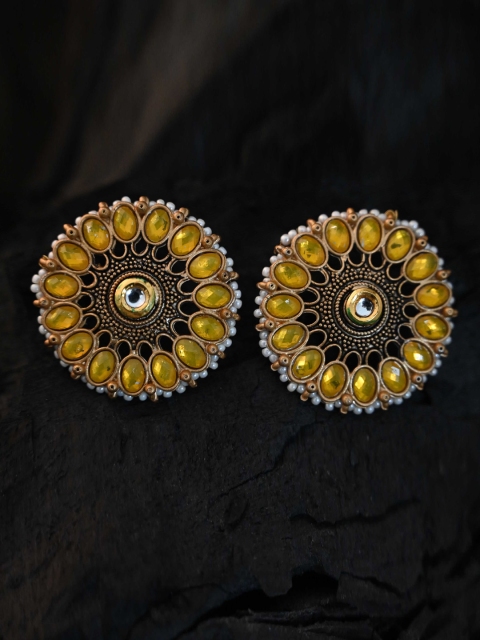 

justpeachy Yellow Classic Studs Earrings