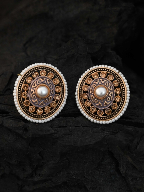 

justpeachy Grey Oval Studs Earrings