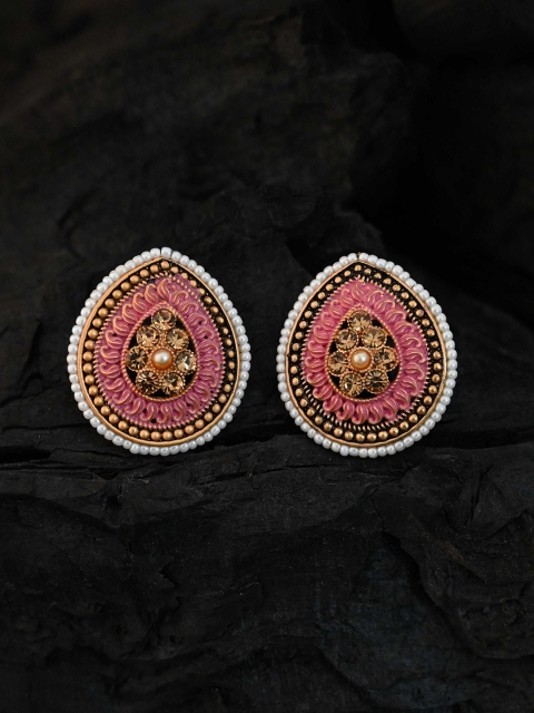 

justpeachy Pink Teardrop Shaped Studs Earrings