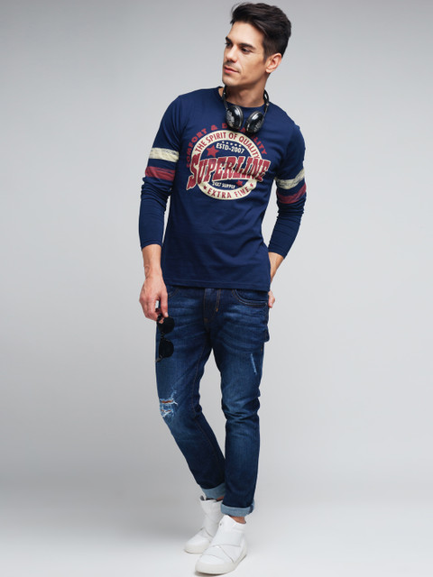 

Difference of Opinion Men Navy Solid Round Neck T-Shirt, Navy blue