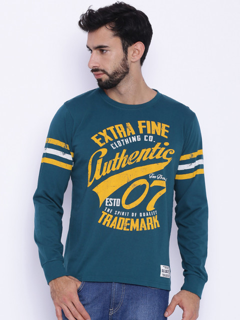 

Difference of Opinion Men Teal Green Solid Round Neck T-Shirt