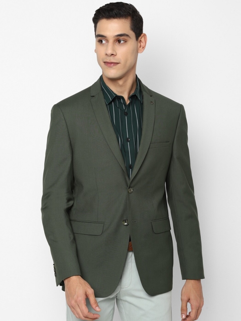 

Allen Solly Men Olive Green Solid Slim-Fit Single-Breasted Formal Blazer
