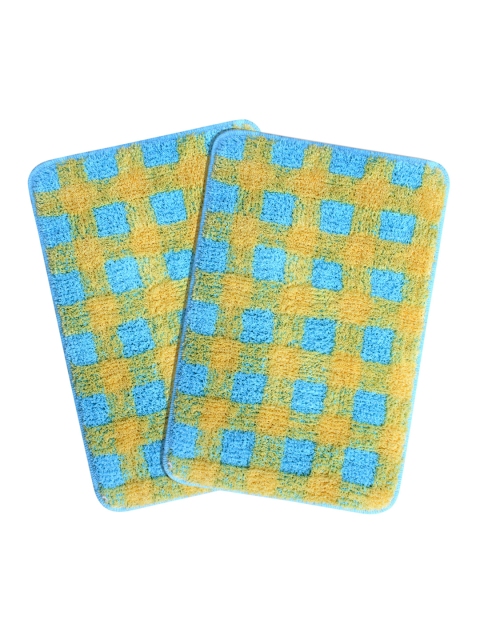 

Saral Home Blue & Yellow Set Of 2 Woven Rectangular Bath Rugs