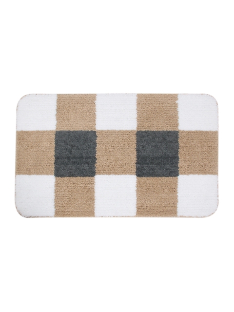 

Saral Home White & Beige Checked Rectangular Bath Rug
