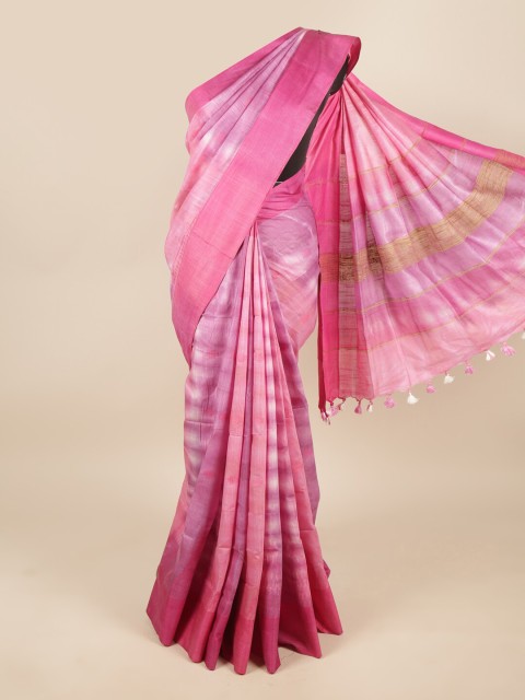 

Pothys Pink & Mauve Tie and Dye Linen Blend Saree