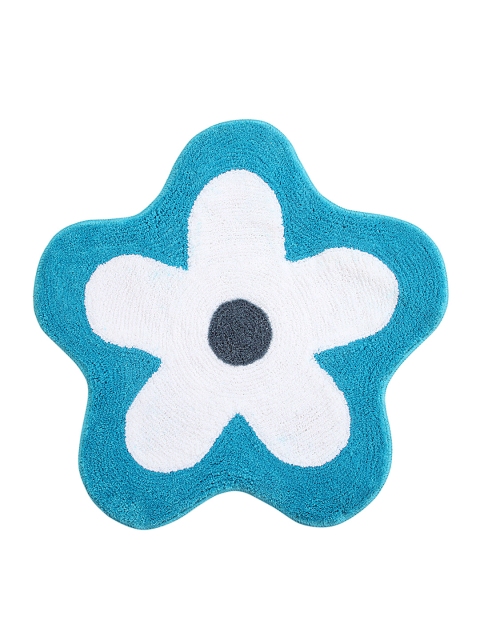 

Saral Home Turquoise Blue & White Floral-Shaped Bath Rug