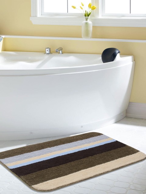 

Saral Home Brown & Grey Striped Rectangular Bath Rug