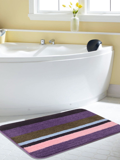 

Saral Home Purple & Pink Striped Rectangular Bath Rug