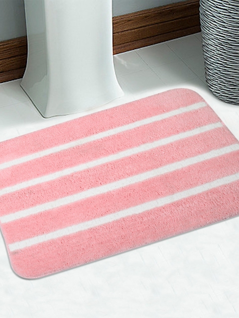 

Saral Home Pink Striped Rectangular Bath Rug